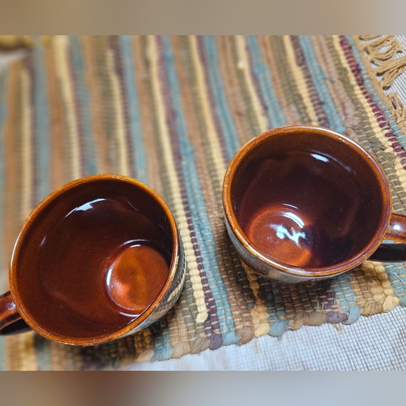 Lot Of 2 Sango Avanti Brown Coffee Cup Mug Stoneware Stripes Sand Retired 4722 - Picture 10 of 10